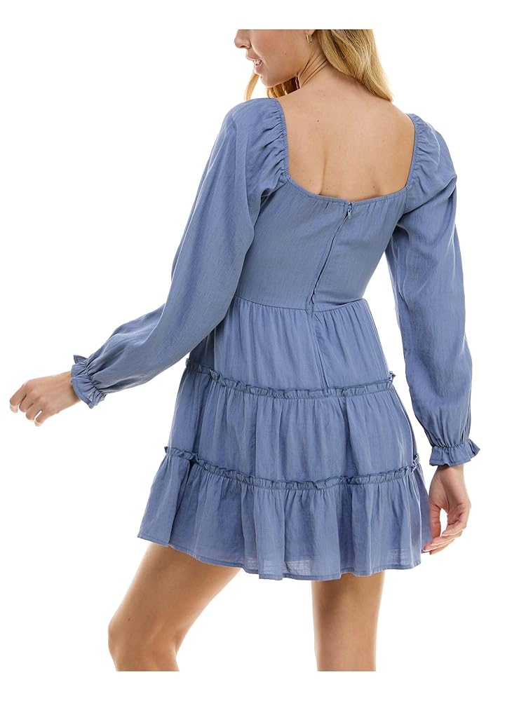 TRIXXI Womens Blue Zippered Ruffled Cross Fabric Waist